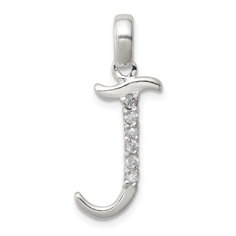 Diamond2Deal - 925 Sterling Silver Cubic Zirconia Initial J Pendant - Walmart.com - Walmart.com