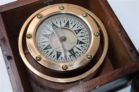 Brass Gimballed Boat Compass In Box Lannan Gallery