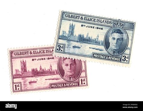 Vintage Mint Postage Stamps From Gilbert And Ellice Islands Isolated On