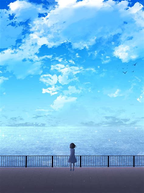 Anime Girl Near Ocean Resolution , Anime , , and Background HD phone ...