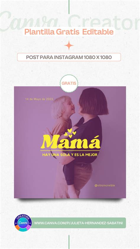 Plantilla Editable Gratis De Canva Post Para Instagram D A De La Madre