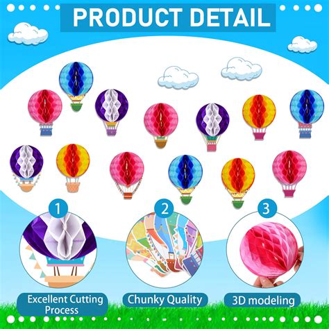 Snapklik TaoBary 86 Pcs 3D Hot Air Balloon Honeycomb Bulletin