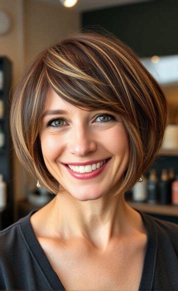 30 Fresh And Youthful Hairstyles Over 50 Bob With Caramel Highlights