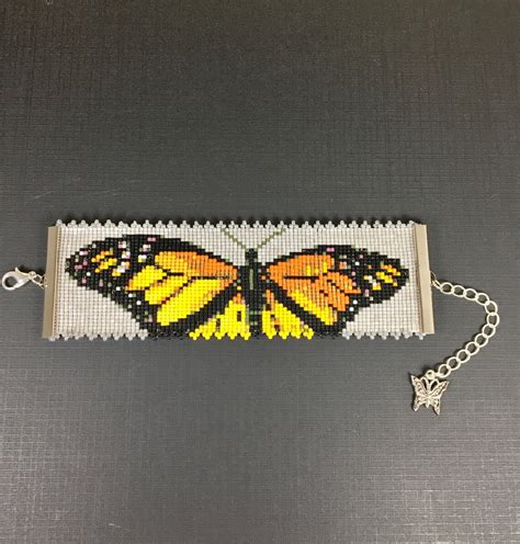 Monarch Butterfly Loom Beaded Bracelet Monarch Beaded Etsy