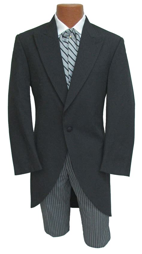 Men S Black Morning Coat Cutaway 100 Wool Long Tails Frock Wedding