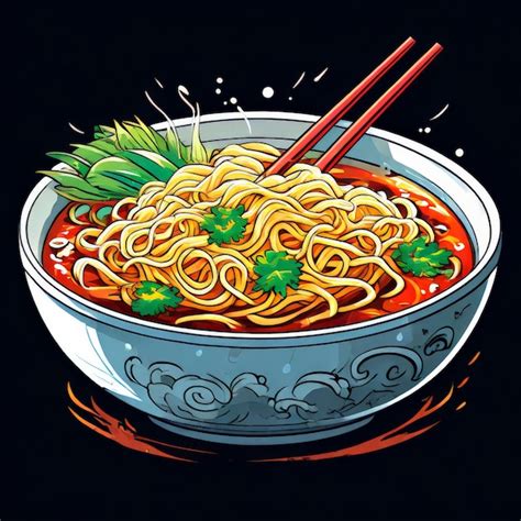 Premium Vector Noodles With Vegetables And Noodles Hand Drawn Sketch