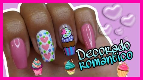 DECORACIÓN DE UÑAS FÁCIL CUPCAKE Y CORAZONES CUPCAKE NAILART