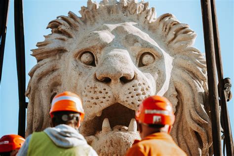 Photos The Iconic Limestone Lions Of The Budapest S Chain Bridge Are