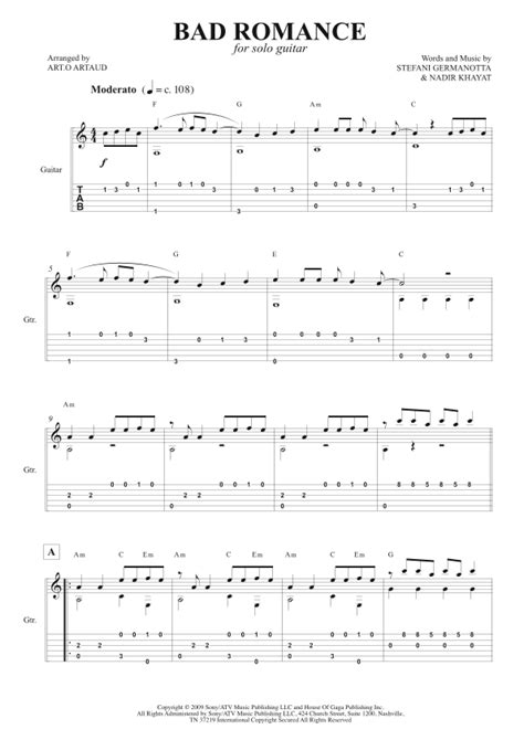 Bad Romance Arr Arto Artaud By Lady Gaga Sheet Music For Easy