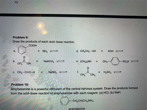 Solved Problem 9 Draw The Products Of Each Acid Base Chegg