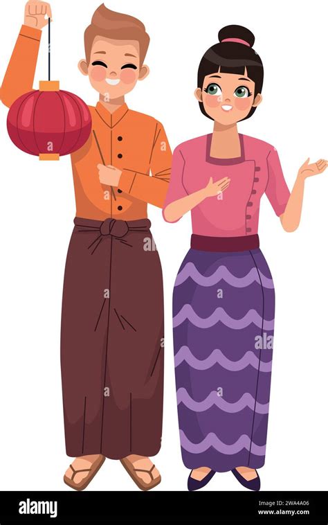 Myanmar People In Traditional Costume Stock Vector Image And Art Alamy