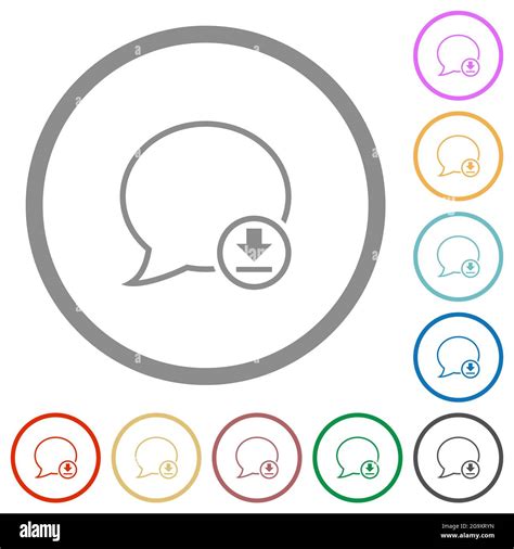 Message Download Outline Flat Color Icons In Round Outlines On White