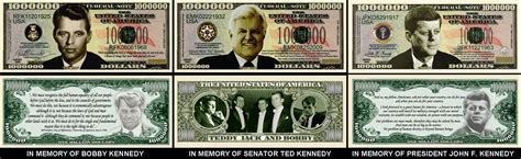 A Complete Set Of Kennedy Dollar Bills 3 Bills Total Ebay