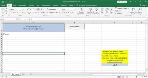 Excel Dosya Zellikleri Listeleme Program Asri Akdeniz Ki Isel