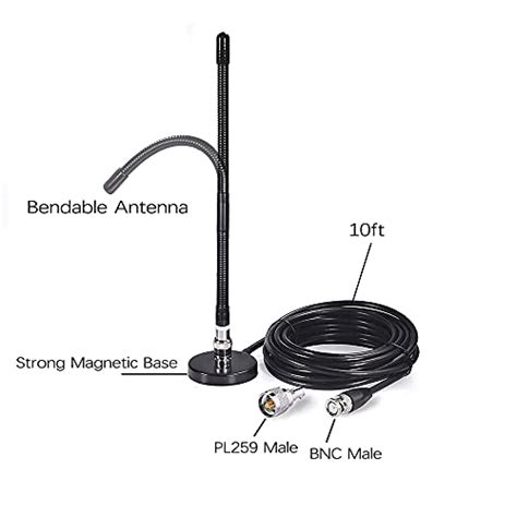 Coronir Cb Antenna 27mhz Cb Radio Antenna Soft Whip Magnetic Base Cb Antenna Bnc And Pl259 Male