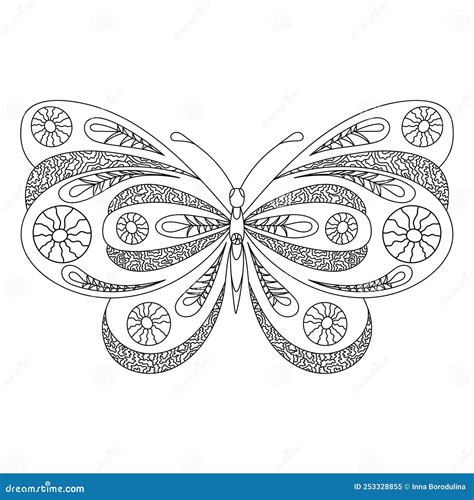 Butterfly Coloring Page For Adults Antistress In Zentangle Style