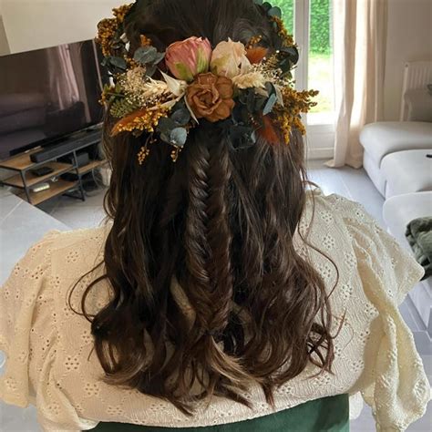 Boho Wedding Headpiece Bohemian Flower Crown Terraccota Wedding Hair