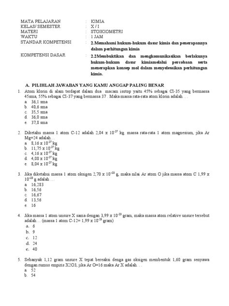 Soal Stoikiometri Pdf