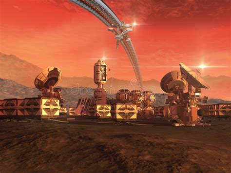 Colony On A Red Planet Stock Illustration Illustration Of Planet