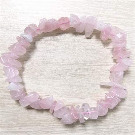 Rose Quartz Crystal Chip Bracelet Tumble Polished Real Etsy