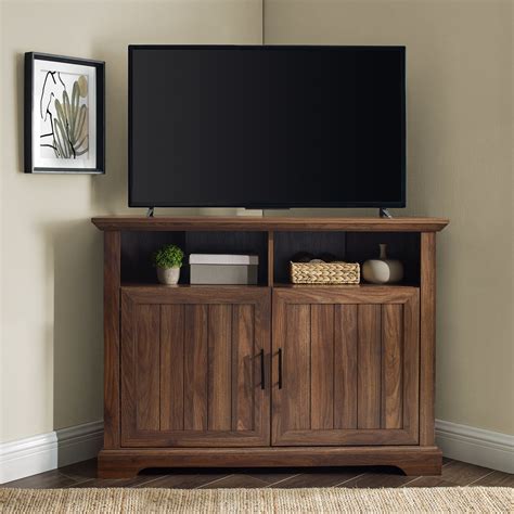 Douglas Two Door Dark Walnut Corner Tv Stand By Birch Harbor Walmart