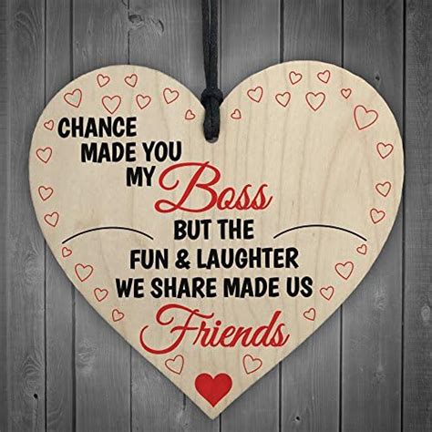 Red Ocean Boss Fun And Laughter Friends Manager Work Colleague Leaving T Plaque Wooden Heart