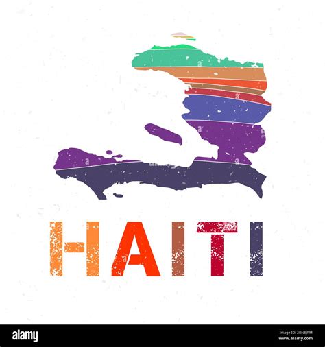 Haiti Map Design Shape Of The Country With Beautiful Geometric Waves