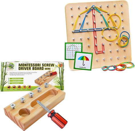 Amazon Panda Brothers Juego De Juguetes Geoboard De Madera Y