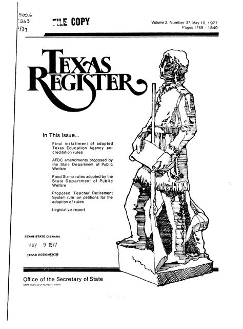 Texas Register Volume 2 Number 37 Pages 1789 1849 May 10 1977 The Portal To Texas History