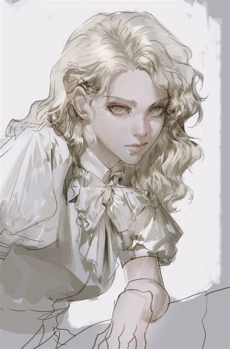 The Big ImageBoard TBIB 1girl Blonde Hair Curly Hair Dress Eyelashes Green Eyes Highres Lips