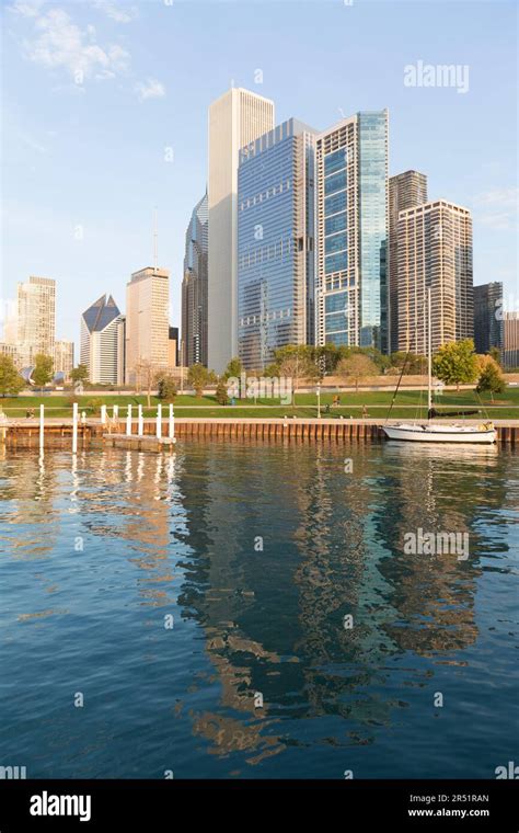 Usa Illinois Chicago City Skyline From North Harbour Stock Photo Alamy