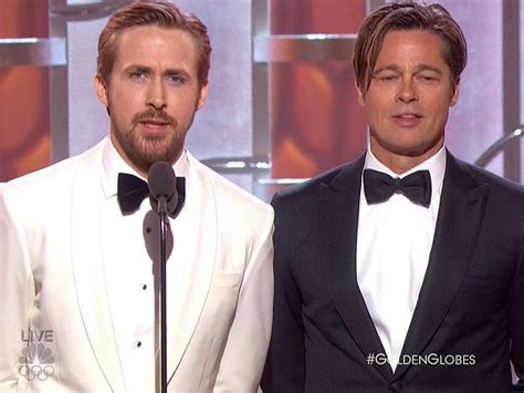 Golden Globes Ryan Gosling And Brad Pitt Make Important Faces