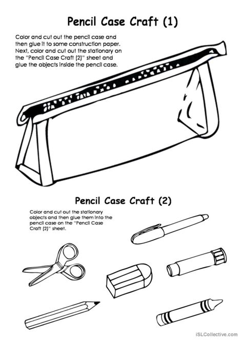 Pencil Case Cut And Glue English Esl Worksheets Pdf And Doc