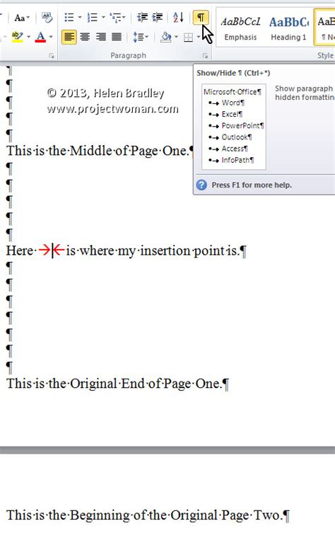 Word 2010 And 2013 Tip Creating A New Page Instantly Projectwoman