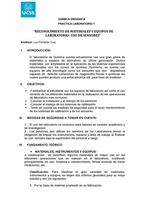 Lab1 reconcimieno materiales equipos y seguridad Química QUÍMICA