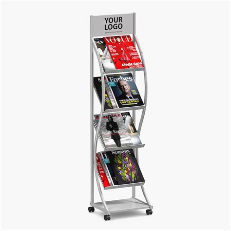 Mockup Magazine Stand Aluminium With Magazines 3d Model 29 3ds