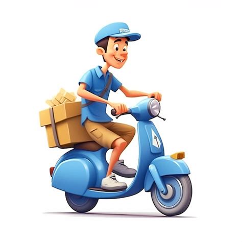 Premium Ai Image Delivery Man Riding Scooter Illustration