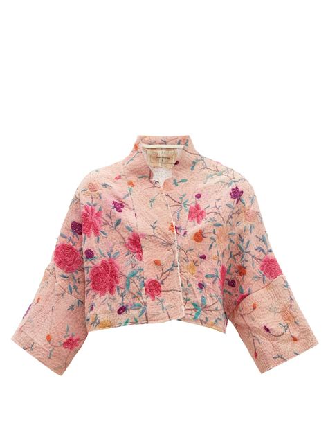 Lamia Floral Embroidered Silk Jacket By Walid Matchesfashion Uk Embroidered Silk Jackets