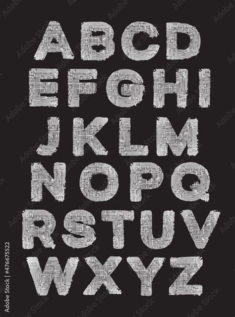 Vecteur Stock Black White Translucent Letters Of The English Alphabet