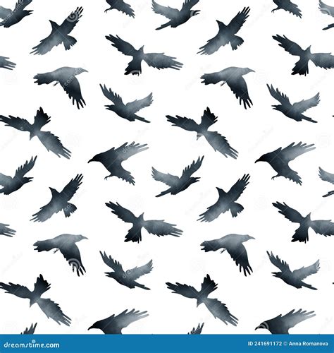 Flock Of Crows Flying Black Birds In Sky Monochrome Flutter Raven