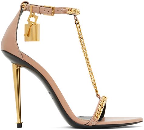 Tom Ford Taupe Padlock Pointy Naked Heeled Sandals Shopstyle