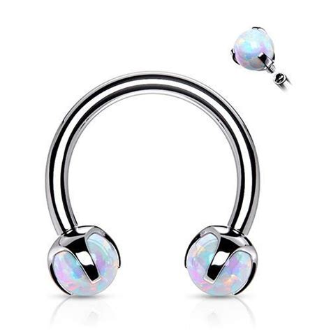 16g Prong Opal Stainless Circular Barbell Tulsa Body Jewelry