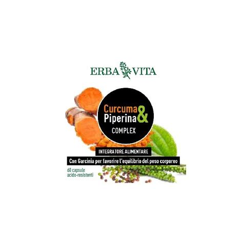 Erba Vita Curcuma Piperina Complex Integratore Capsule