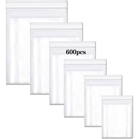 600 Pièces Sachet Zip Pochon Plastique Sachets Plastiques Refermables