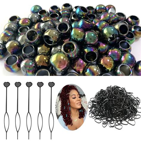 50Pcs Schwarz Pony Haar Perlen Kit F R Z Pfe M Dchen Einschlie Lich