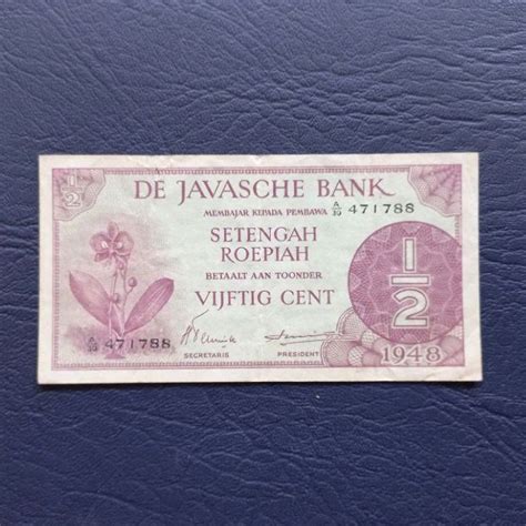 Jual Uang Kuno Kertas Rupiah Vijftig Cent De Javasche Bank Tahun