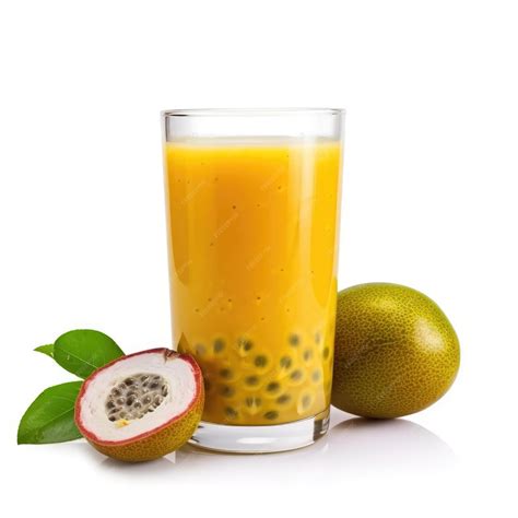 Premium Photo Passion Fruit Juice With Isolated White Background