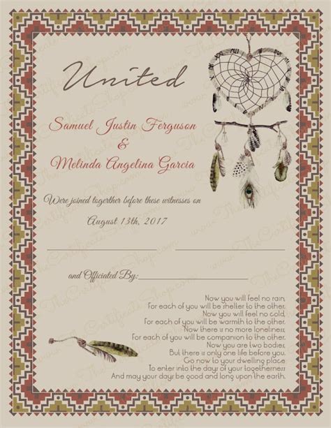 Native American Marriage Certificate