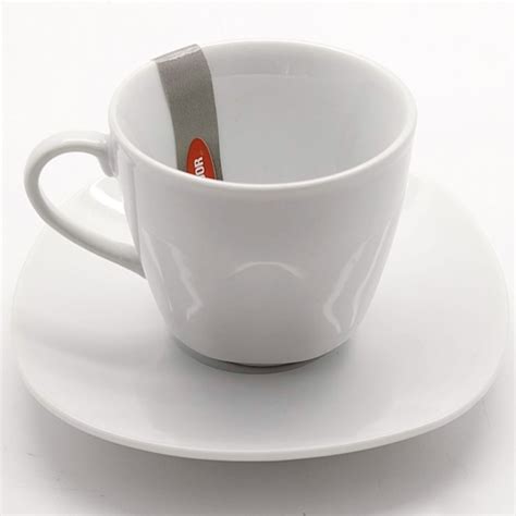 Taza De Caf C Platillo Ml Semi Cuadrada Loza Blanca