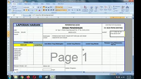 Contoh Laporan Harian Proyek Excel Pembuatan Laporan Pekerjaan